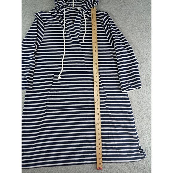 Lands' End Swim Coverup Womens Medium (10-12) Blue Hooded Terry Cloth Stripe NWT - Picture 3 of 7